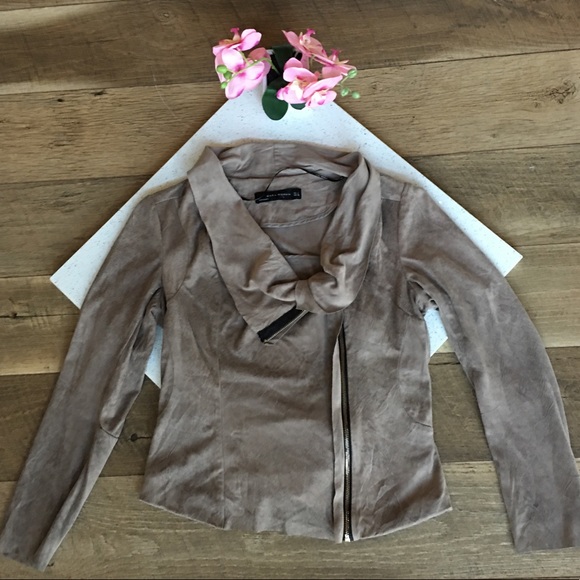 Zara Jackets & Blazers - Zara Moto faux suede brown zip jacket L woman